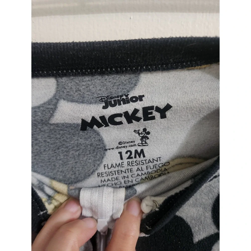 Disney Junior Mickey Mouse Pluto Donald Duck Footed Sleeper Pajamas 12M Gray